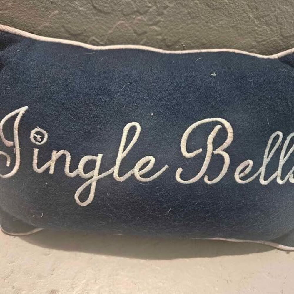 Felted Wool Christmas Pillows 'Jingle Bells' and 'Noel' Set of 2